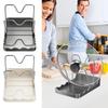 Pan Lid & Spoon Organizer Rack PP/Stainless Steel Vertical Drying Stand With Drip Tray Space Saving For Counter Dishwasher Safe