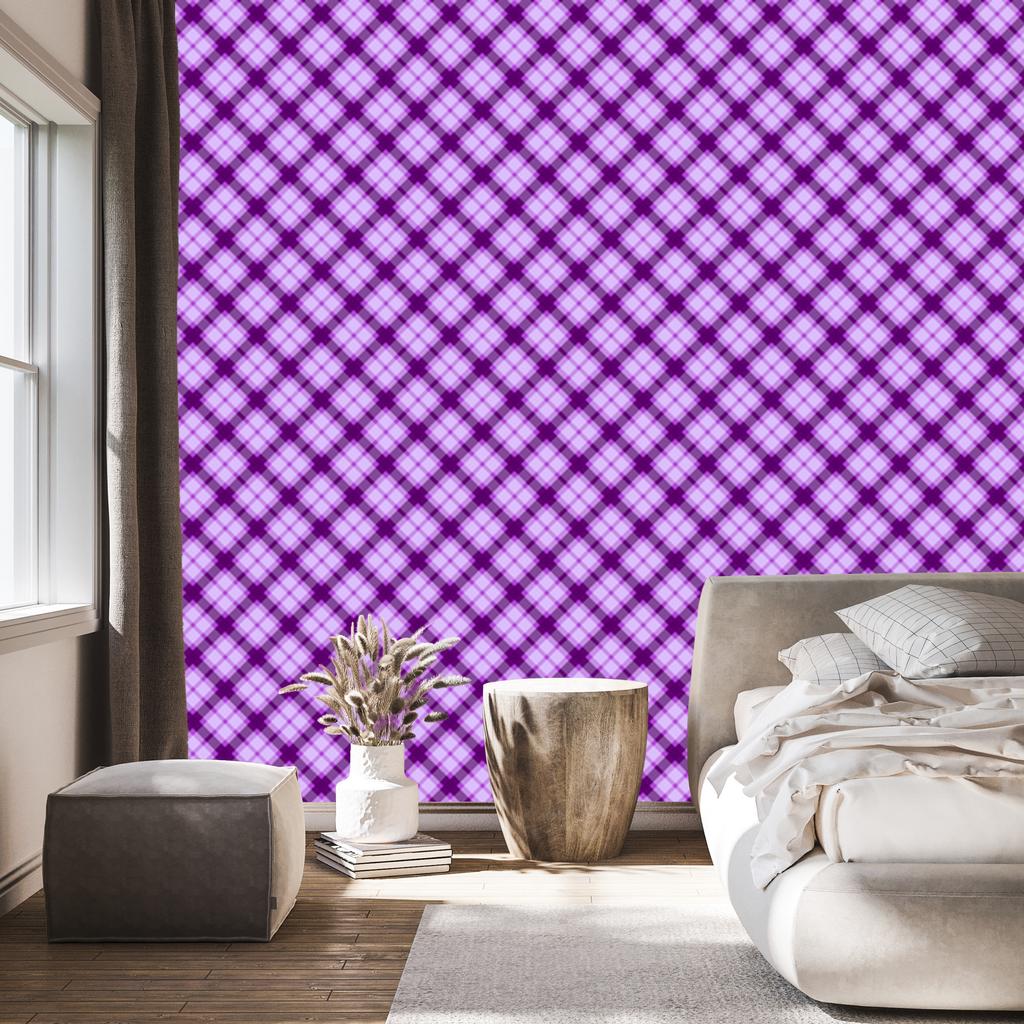 Purple Lavender and Violet Checkered Wallpaper for Living Room and Bedroom 50x1000