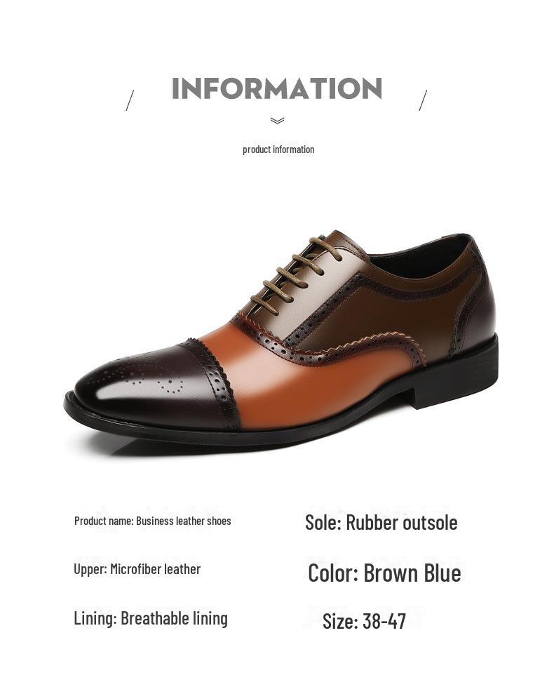 New Brogue Leather Men's Shoes - Stylish, Breathable, Versatile for Business and Weddings In Spring and Autumn