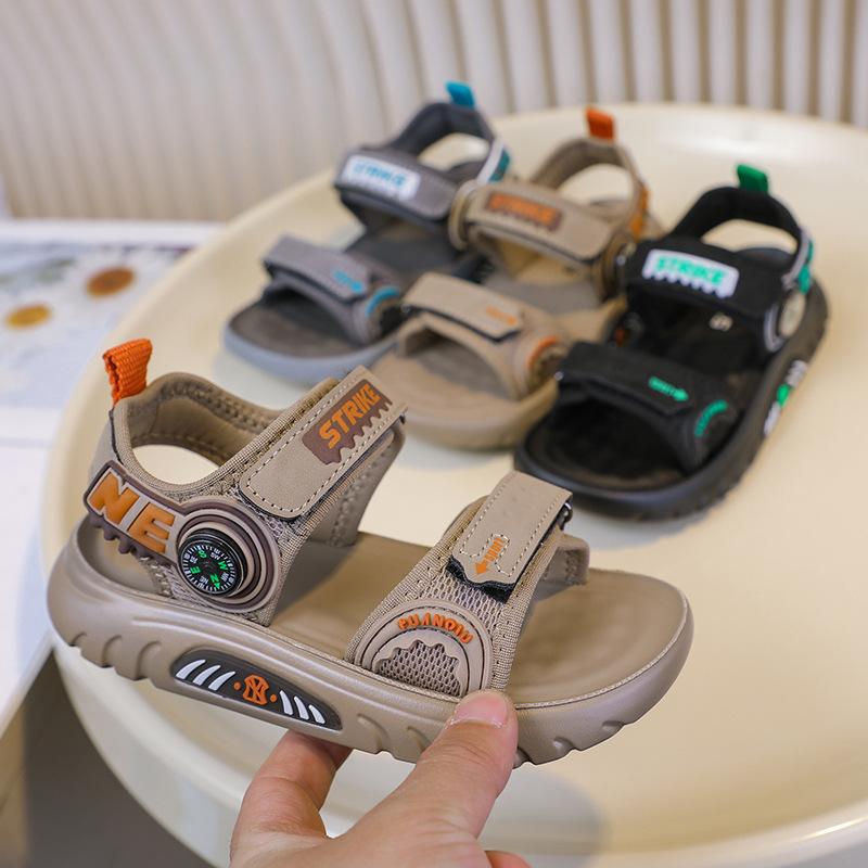Boys Beach Shoes Soft Sole Handsome Children Sandals Non-slip Trendy 2025 Summer New Kids Sports Sandals Comfortable Hook&loop