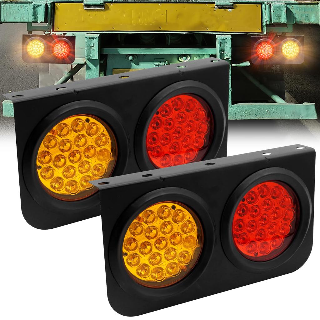Ygmylandbb LED Truck Tail Light 24V Trailer Light Small Turn Signal Mode Light Truck Truck Lighting Red Red and Yellow Light Waterproof Set of 2