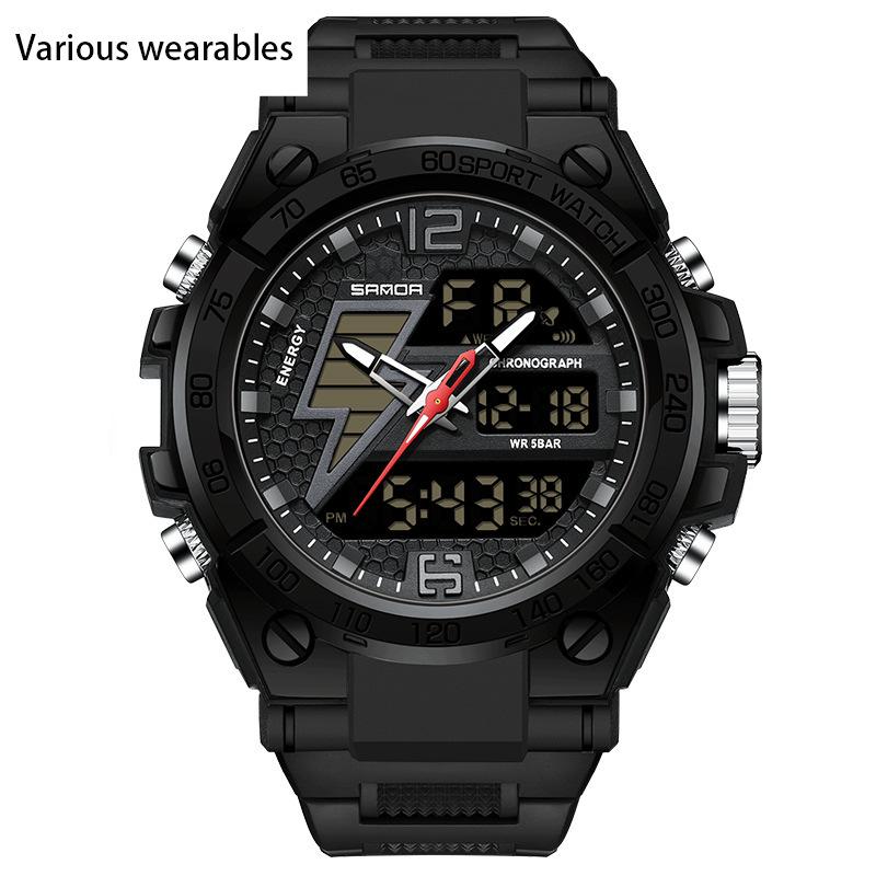 Новые электронные часы корейской версии, водонепроницаемые, модные, черные, технологические, многофункциональные, мужские, с будильником