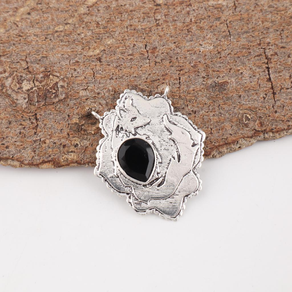 Black Onyx Gemstone Silver Jewelry, 925 Sterling Silver Pendant, Handmade Designer Onyx Pendant Gift For Activists