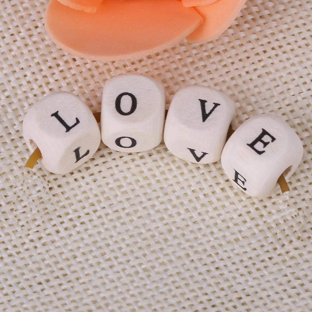 100pcs Mixed Maple Square Bead Letter Cube Loose Spacer Beads For DIY Jewelry Making