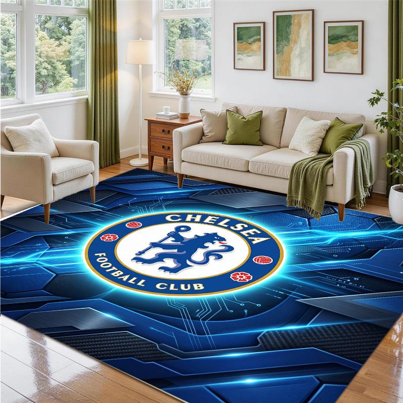 Chelsea FC Design Crystal Velvet Rug Soft Decorative Mat for Bedroom Entrance
