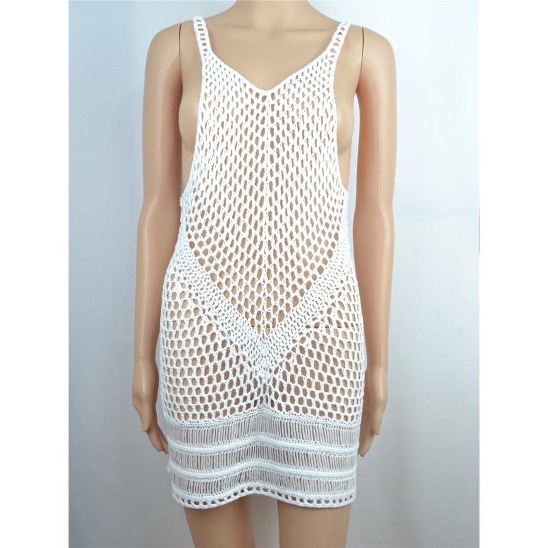 Summer Women's Knitted Bikini Beach Tank Top Sun Protector Cover-Up