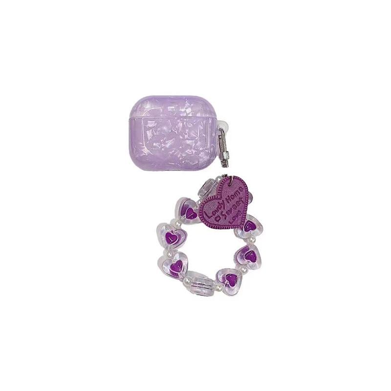 Purple Leopard Print Shell Pattern Pendant for Apple AirPods Pro1/1/1 Generation Bluetooth Wireless Headset Cover Female