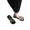 2025 summer new foreign style cross word with flat bottom retro ethnic style sandals casual beach Roman shoes