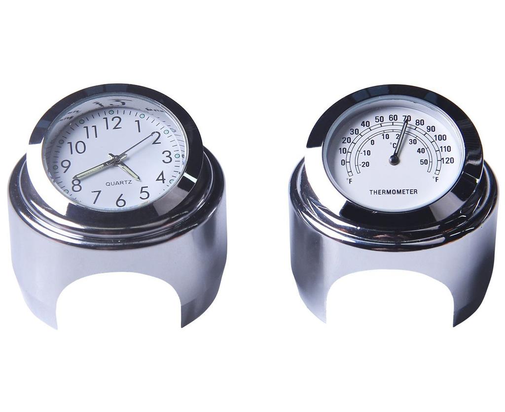 22-25mm Motorcycle Handlebar Clock Thermometer Waterproof Dial Handlebar Mount for Yamaha Kawasaki Etc