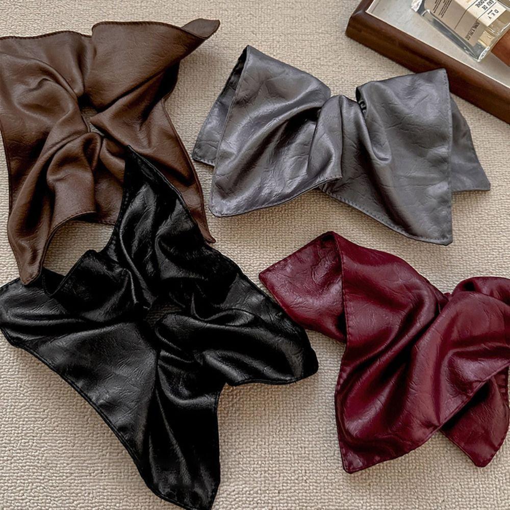 High-end Leather Square Scrunchies Vintage Gentle Hair Ties Hair Rope  Women Girls Accessories
