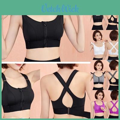Soutien-gorge de sport rembourré sans coutures pour femme à impact élevé avec fermeture éclair sur le devant et bretelles réglables
