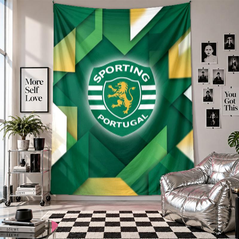 Arazzo da Parete FC Sporting CP Decorazione per la Casa Tessuto da Appendere a Parete per Camera da Letto Soggiorno Sfondo