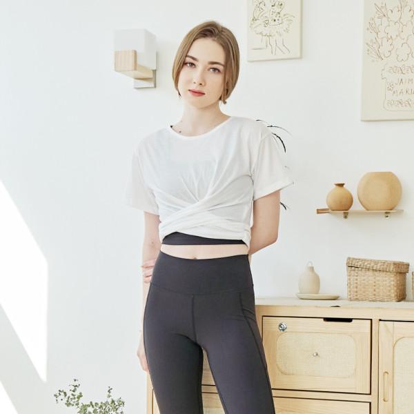 Seupika Short Sleeve Cross Crop Yoga Top