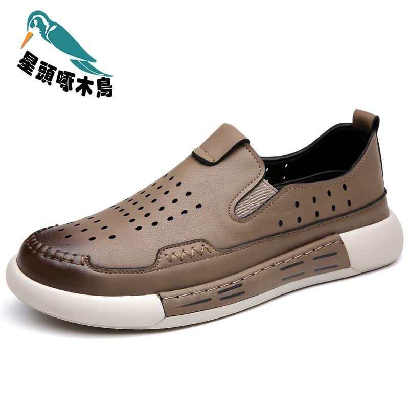 2025 Sommer neue Herren Loch atmungsaktive Ledersandalen Herren lässige Big Head Schuhe