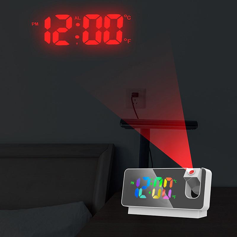 

Многофункциональный креативный будильник с проекцией, вращающийся на 180°, светодиодный бесшумный цветной экран, подарок для проекции на потолок спальни