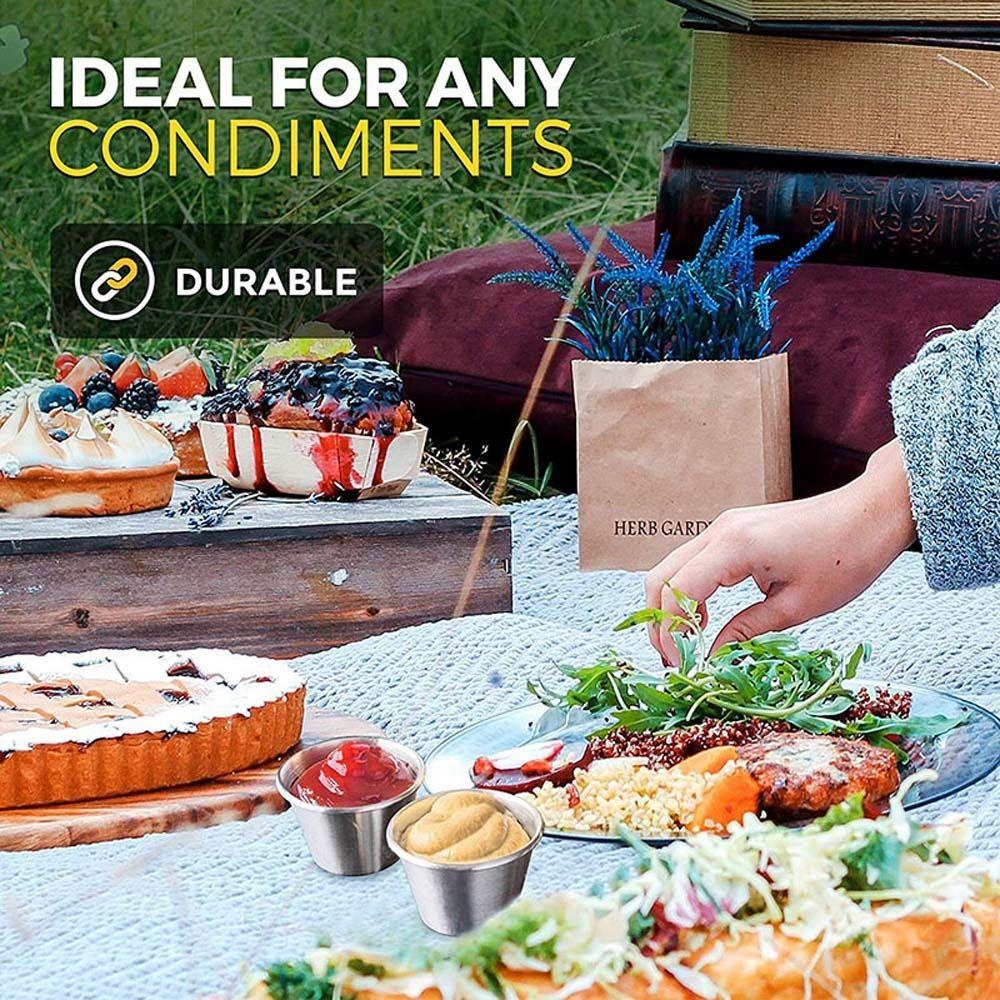 12PCS/SET Stainless Steel Barbecue Dipping Cup Small Size Seasoning Dish Sauce Cup Western Cuisine