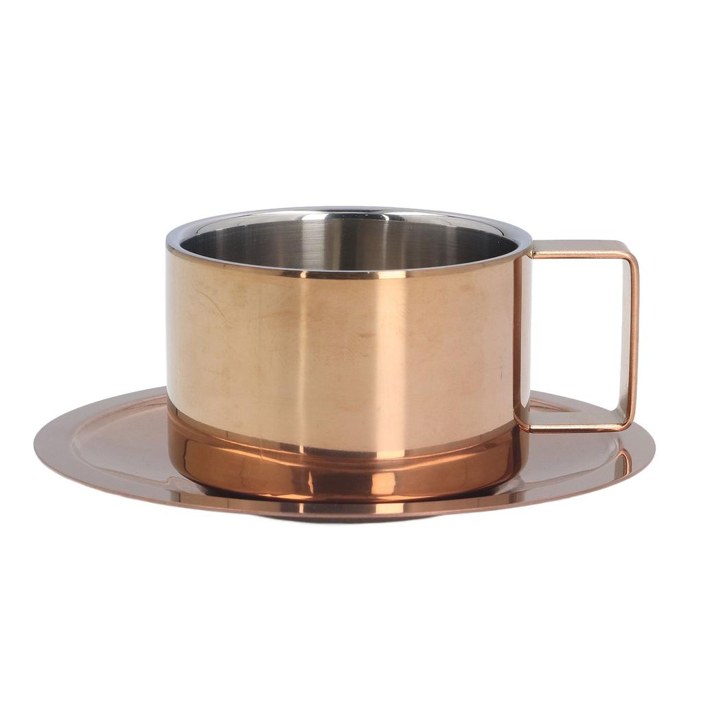 Kaffeetasse Schlicht Genial 304 Edelstahl Kaffeetassen-Set mit Kaffeeteller für Zuhause Outdoor