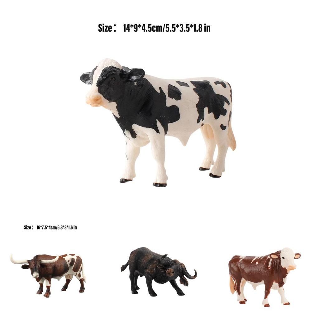 Kid's Gift Animal Model Simulation Farm Animal Figures Educational Toy Plastic Material Cow Category 14x8cm Size