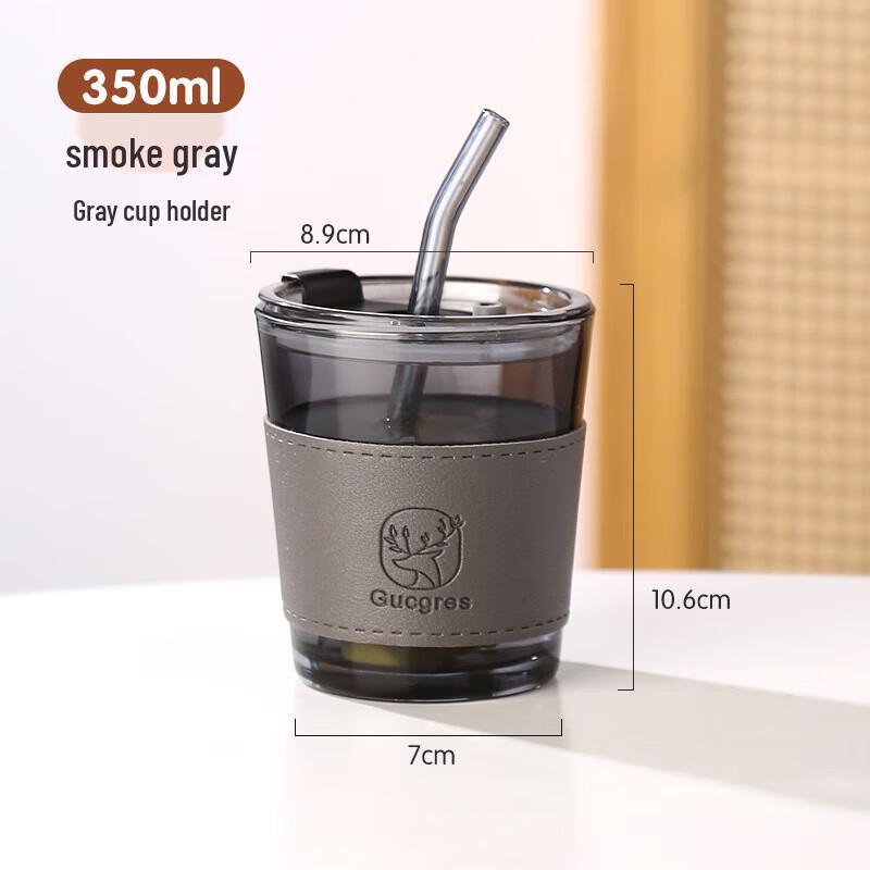 Bamboo Style Glass Water Bottle with Straw