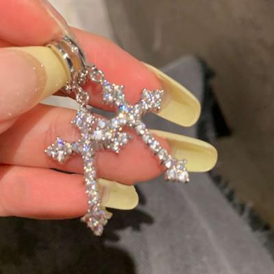 Zirkon Kreuz Anhänger Ohrringe Für Frauen Koreanische Drop Hoop Ohrringe Geburtstag Party Schmuck Geschenke