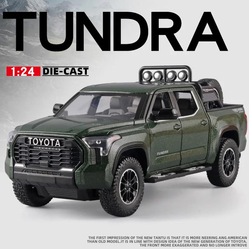 Duży model samochodu SUV Toyota Tundra w skali 1/24, odlewany miniaturowy metalowy samochód, kolekcja pojazdów terenowych, dźwięk, światło, zabawka dla dzieci