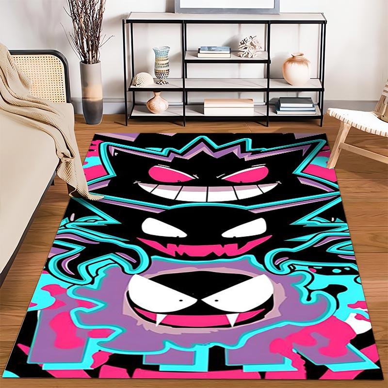 Colorful Cartoon Style Rug with Bold Graffiti Monster Design Artwork Suitable for Use As an Anti-slip for Living Room Bedroom Sofas