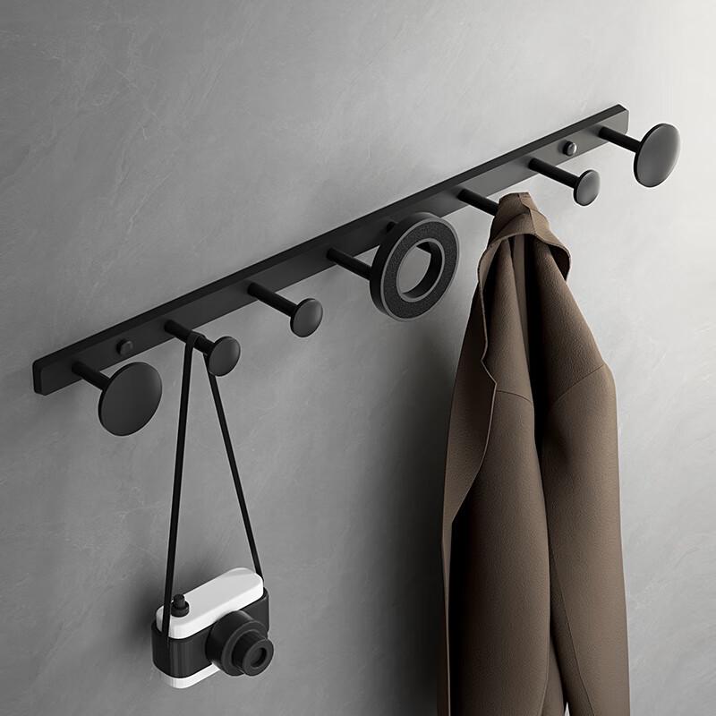 Wall-Mounted No-Punch Clothes Rack and Hooks for Bathroom, Entryway, Bedroom