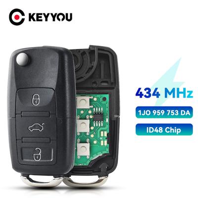KEYYOU With Battery 433Mhz ID48 Chip HU66 1J0959753DA Car Remote Key For VW Volkswagen Golf Passat Polo Jetta Touran Bora Sharan