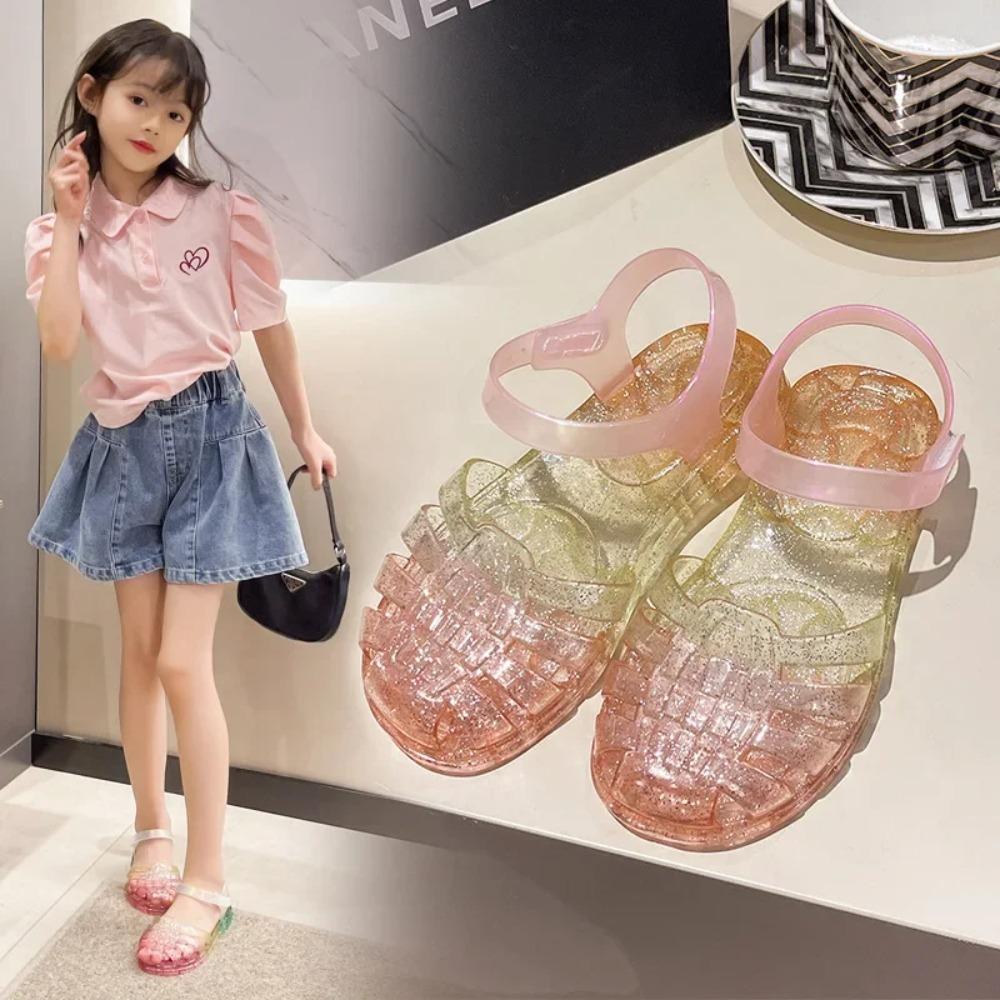 Summer Girls Sandals Crystal Jelly Shoes Glitter Butterfly Children Sandals Summer Baby Shoes Rome girl sandals