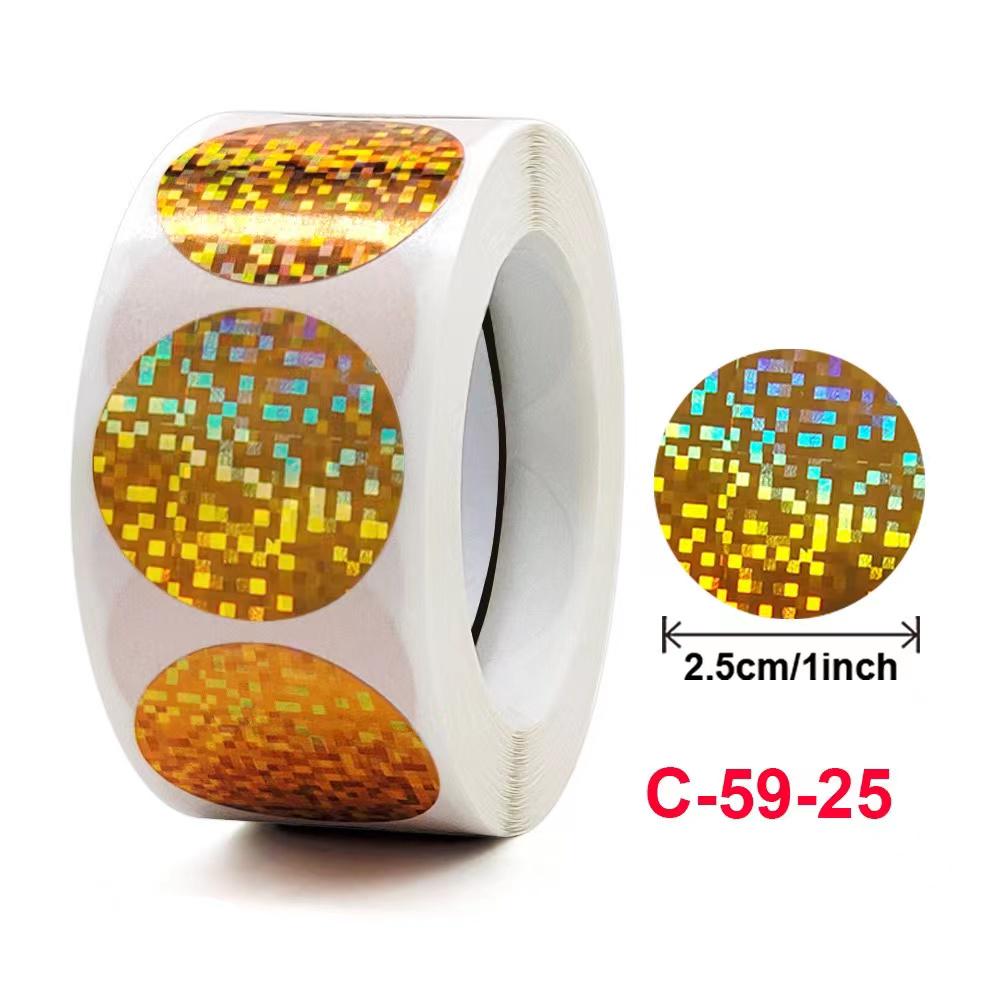 500 Colorful Laser Glitter Reward Stickers – Round Adhesive Seals for Gifts & Packaging