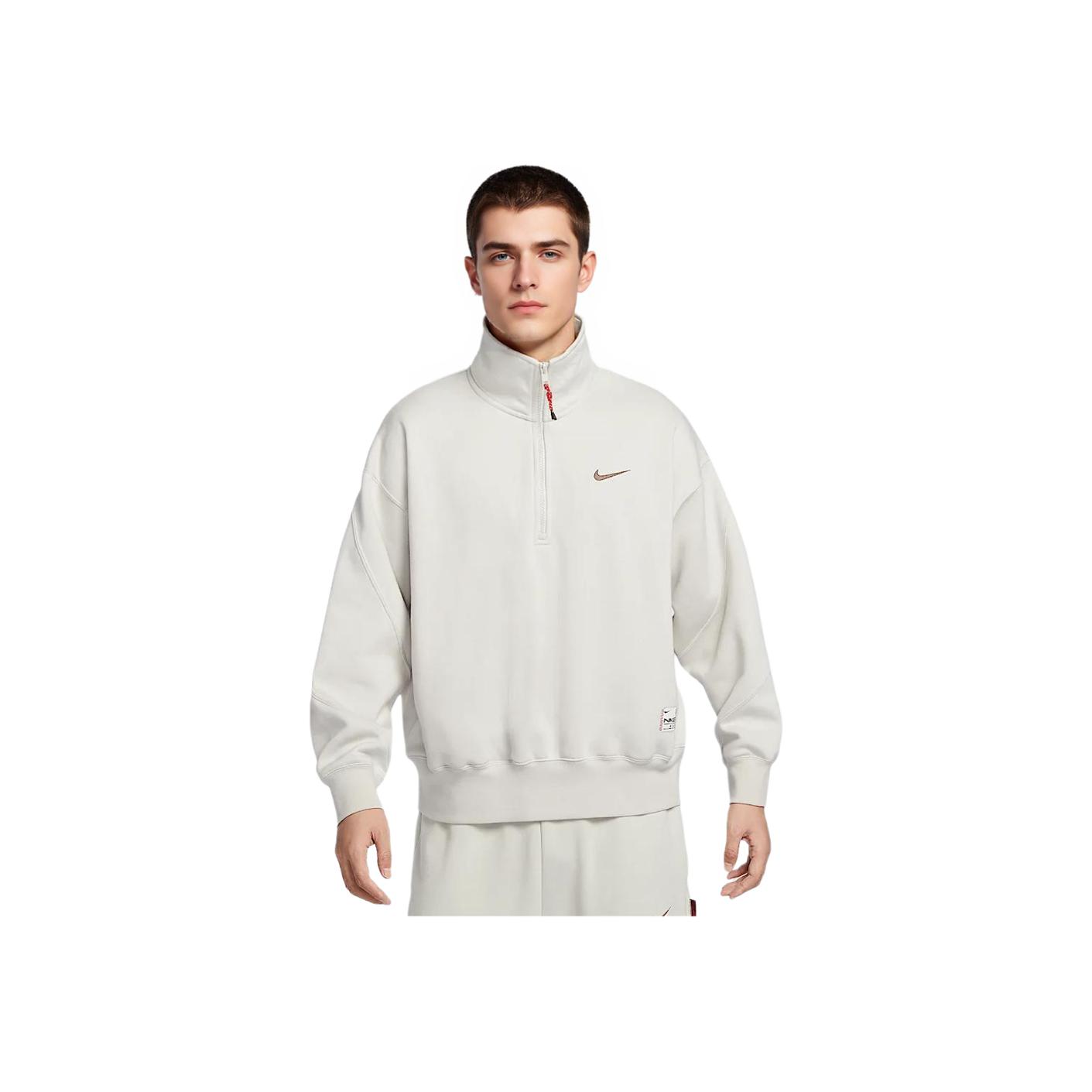 Nike Спортивная одежда Cny As M Nsw Hz Crew Год Змеи Лимитированный Пуловер с воротником-стойкой Спортивная Толстовка с половиной молнии Мужская толстовка Белая HV8205072 M