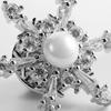 Bo Xin Yun Zirconia Snowflake Brooch: Elegant Korean-Japanese Style Pin with Pearl Accent