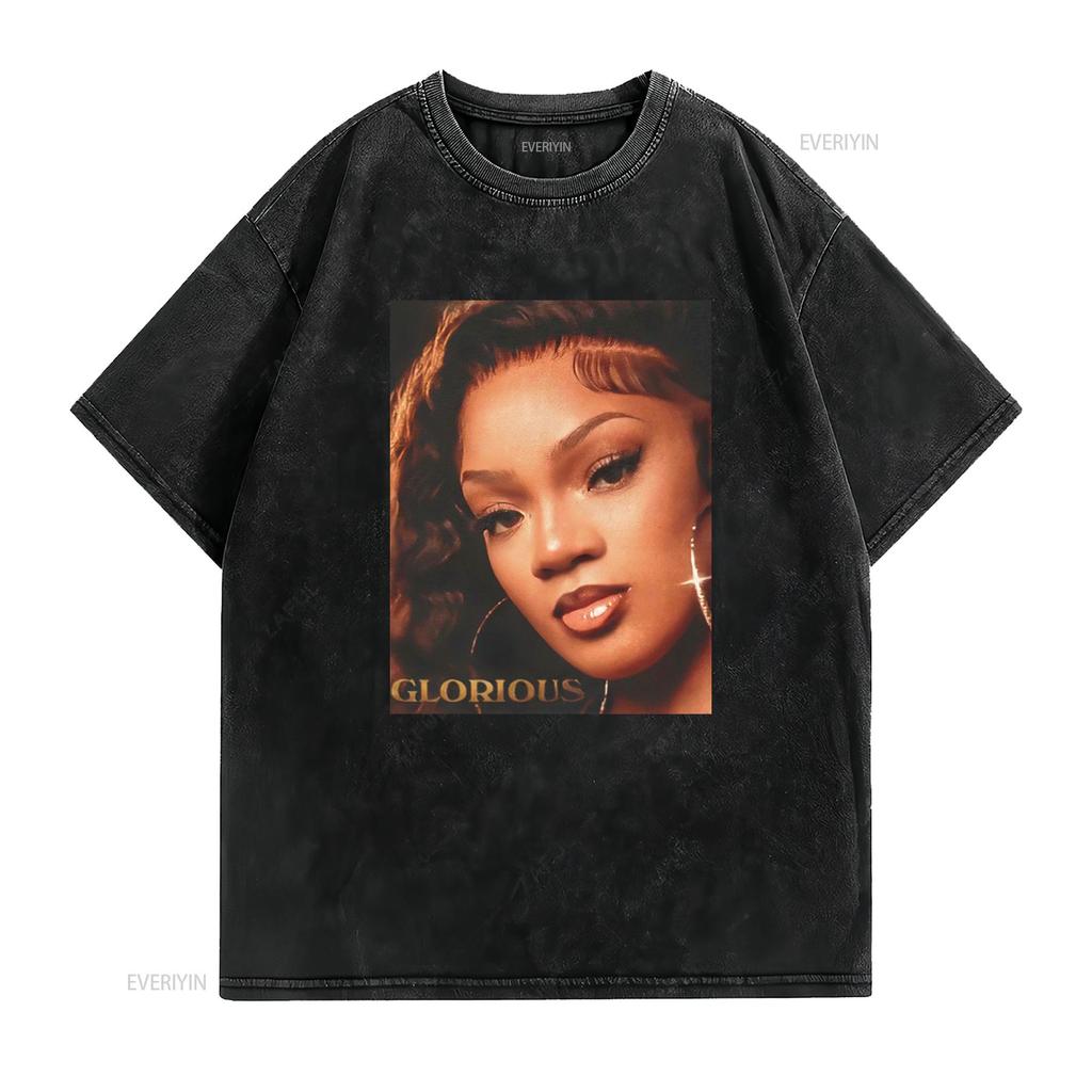 Glorilla Glorious T Shirt Fan Made vintage Washed fashion Breathable Slightly Soft Stretched Comfortable Versatile streetwear