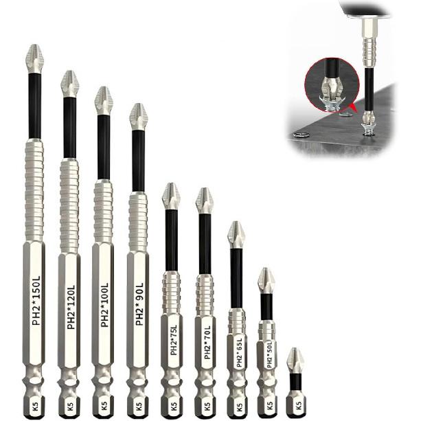 Slideach High Magnetic Screwdriver Drill Bit Set, Slideach Magnetic Screwdriver Bits Set, Universal Anti-Slip Electric Screwdriver Drill Bits, For