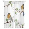 Branches And Birds Sheer Window Curtains For Living Room Bedroom Modern Voile Tulle Curtains Fabric Drapes For Kitchen