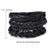 4Pcs/Set Vintage Men Mixed Style Braided Faux Leather Beaded Bracelet Bangle