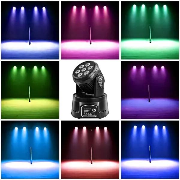 Upgraded 120W 7 LEDs Moving Head Llights RGBW DMX512 Remote Control Stage Lighting DJ Equipment Disco Party Lights Bar