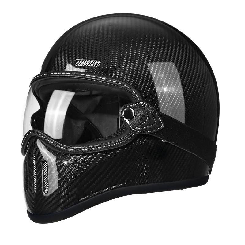 AD Retro Carbon Fiber Fiberglass Motorcycle Helmet for Cruiser, Scooter, and Moped