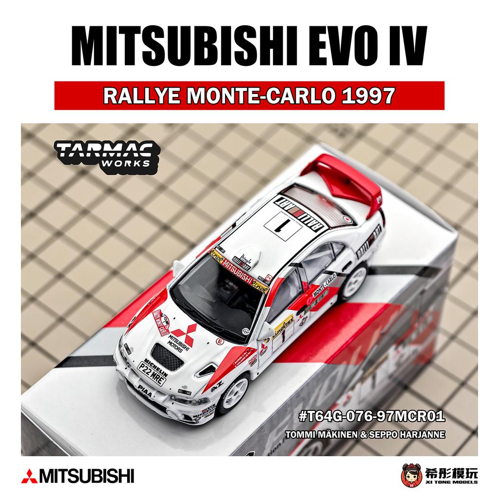TARMAC WORKS TW Mitsubishi Lancer Evolution IV RALLYE MONTE-CARLO 1997 Roxy Car Alloy Model Miniature Diecast Collection Toys