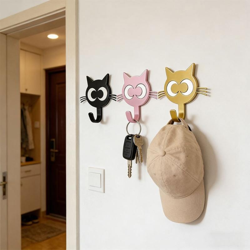 Pack Of 2 Cats Shaped Metal Hooks For Door Back Perfect For Hanging Clothes Keys And Bags Home Organization Tool