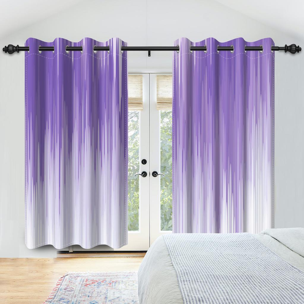 2Pcs/Set Colourful Gradient Window Curtain Bright Multicolor Blackout  Polyester Fabric Study Bedroom Living Room Decor Curtain