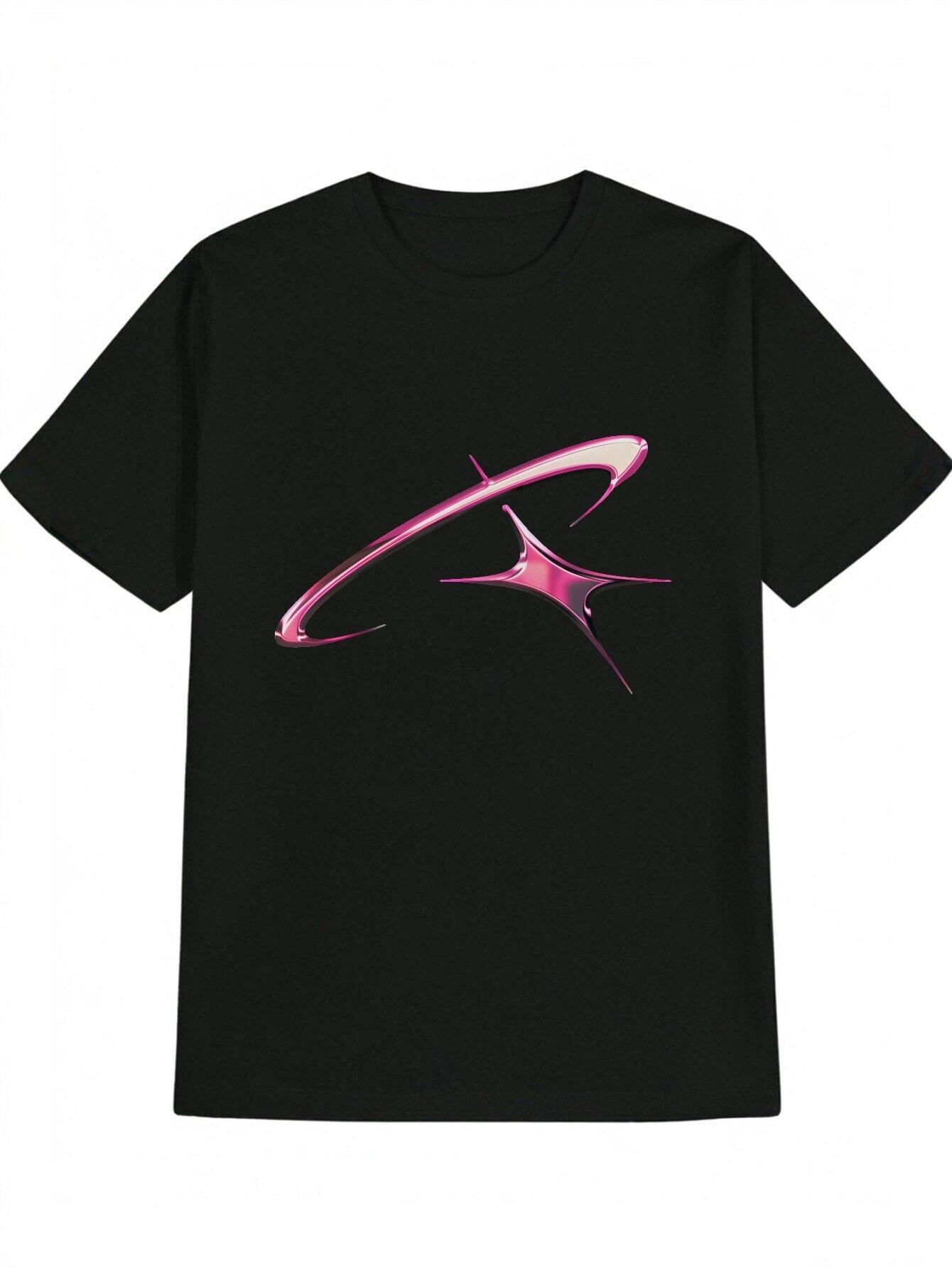 

Black with Pink Abstract pattern design 100 cotton summer casual Oneck shortsleeved mens printed Tshirt 4XL