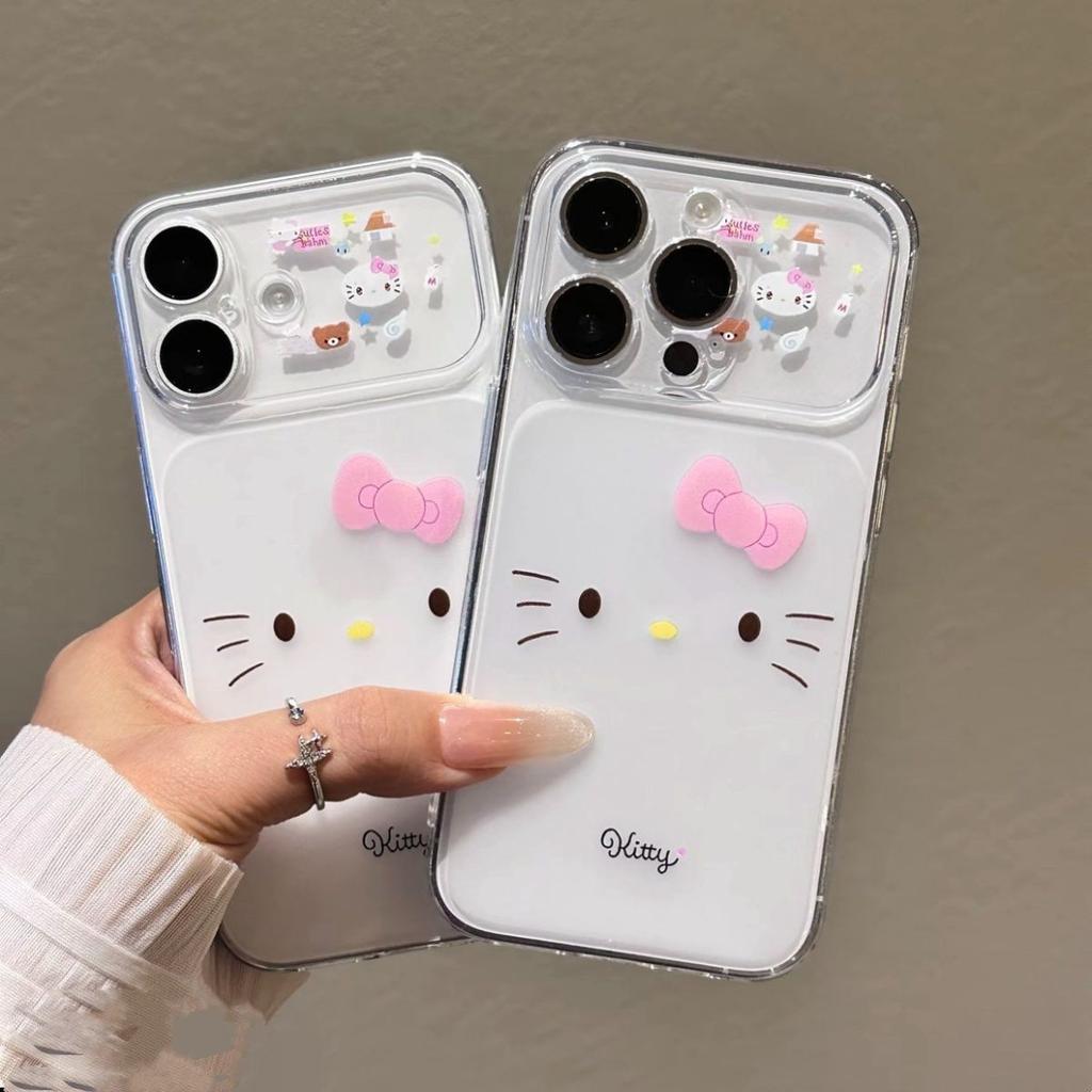 Cute big face kt suitable for Apple 17Promax large window mobile phone case IP16/15/14 cartoon 13 matte 12