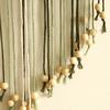 Handmade Cotton Thread Woven Wood Beads Leaf Tapestry Simple Home Bedroom B&B Wall Decoration