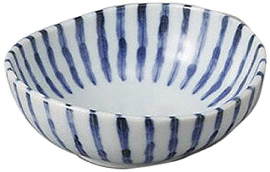 Set of 5 Irregular Shape Small Dark Tokusa x x Japanese Commercial Bowls, Pattern, Oval, 3.5cm [11 10.5 4cm] [Japanese Restaurant, Inn, Tableware,