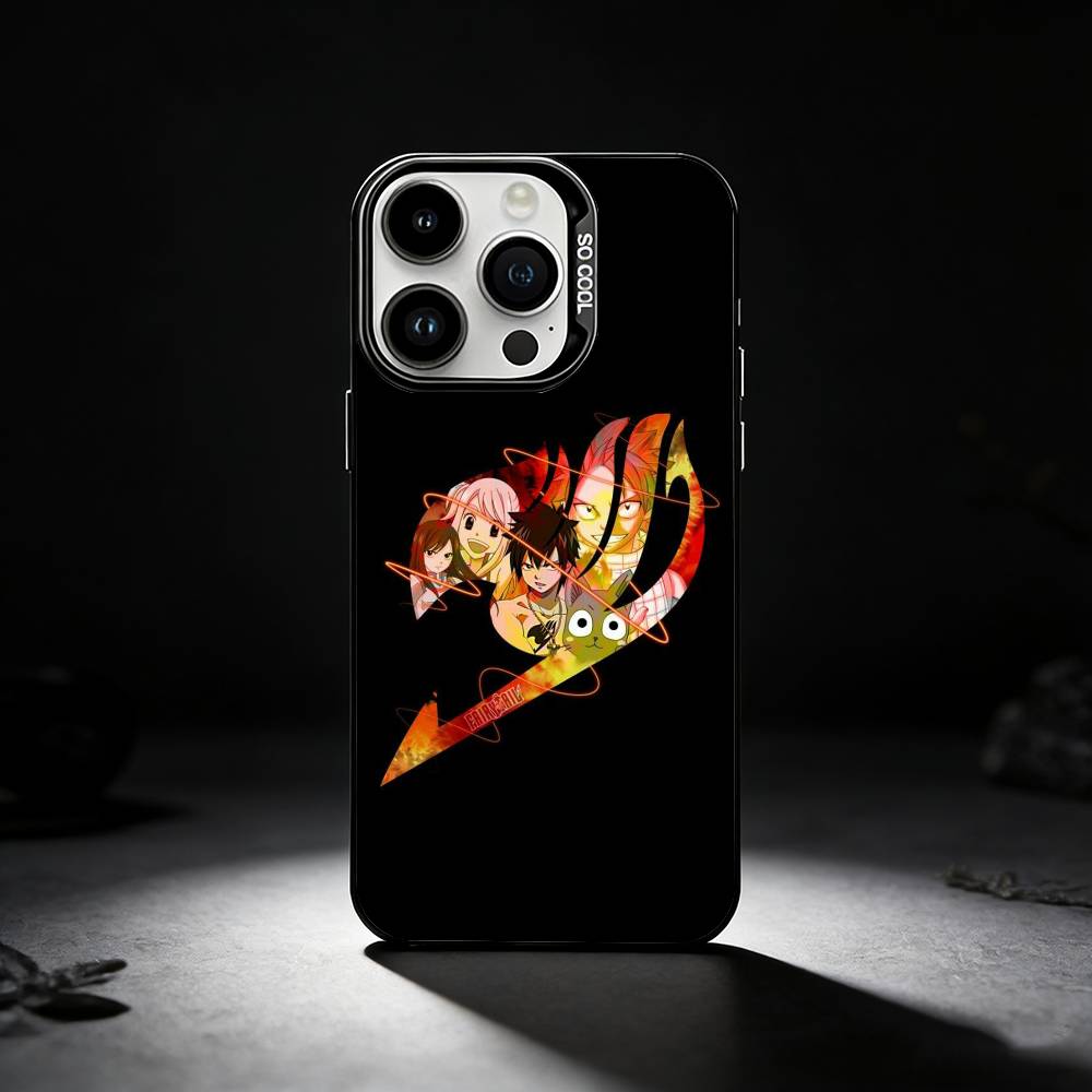 Anime F-Fairys LOGO T-Tail Phone Case For iPhone 17,16,15,14,13,12,11 Plus,Pro Max,XS,Colored silver phone case
