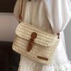 Vintage Woven Straw Messenger Bag, Small Papyrus Crossbody Bag for Women, Retro Travel Beach Bag with Adjustable Strap