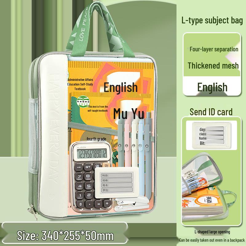 L-Shaped Transparent Mesh File Bag with Zipper: Large Opening Student Tote for Exams