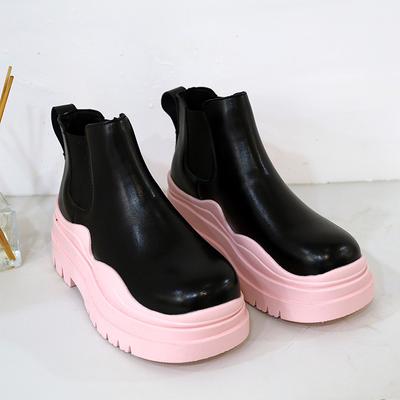 Mode Frauen Schwarz Weiß Chelsea Stiefel 2024 Herbst Punk Gothic Schuhe Söckchen Stiefel Hohe Plattform Mode Kurze Stiefel Grün