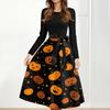 Women's Casual Fashion Halloween Printed Round Neck Vintage Dress